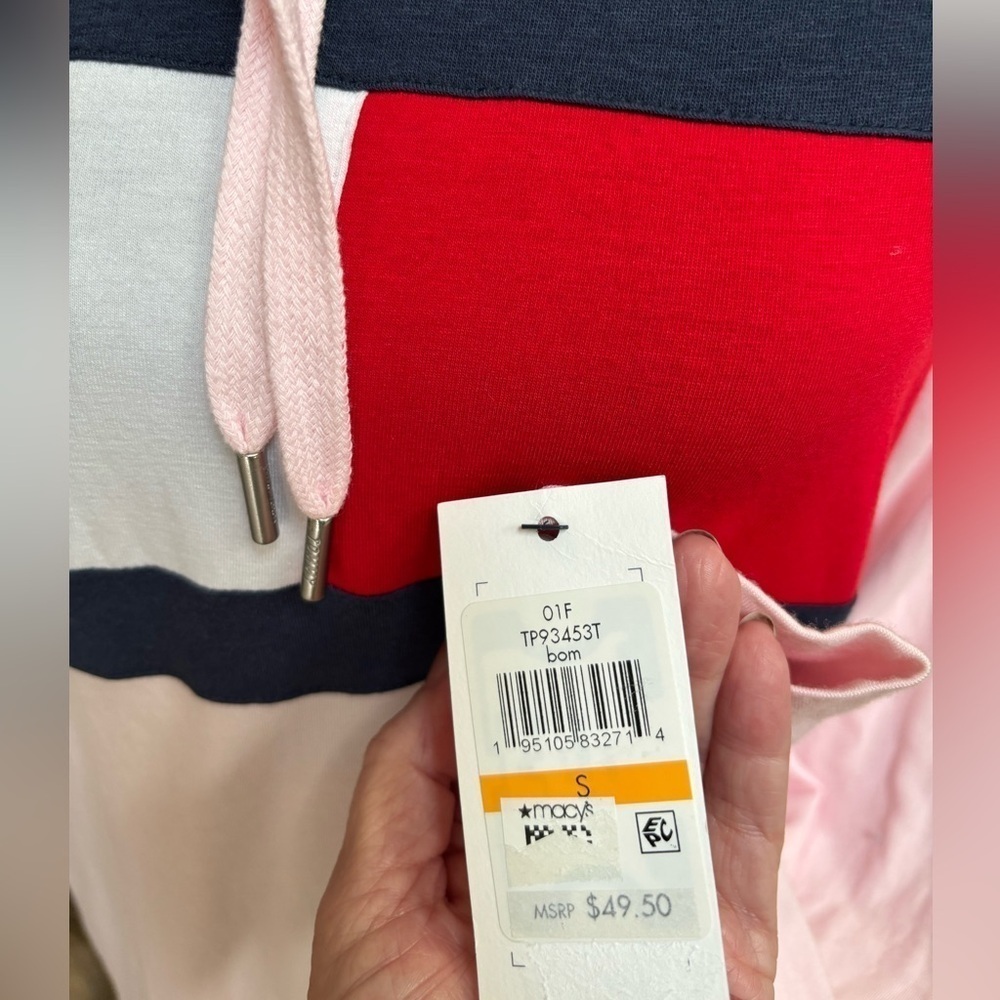 TOMMY HILFIGER SPORT CASUAL ATHLEISURE PINK LIGHTWEIGHT HOODIE TOP SZ SMALL NWT - Picture 5 of 8